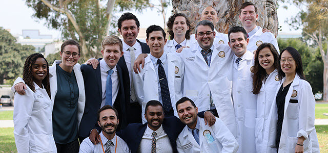 class of 2022 otolaryngology residents in white lab coats 